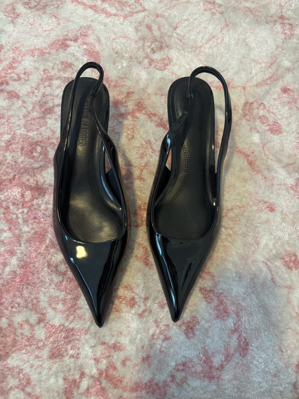 Steve Madden Black Patent Pointed Slingback Pumps